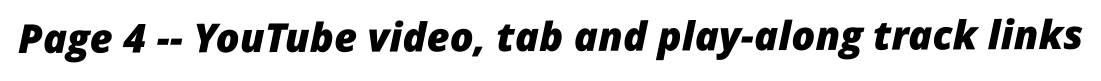 Page 4 -- YouTube video, tab and play-along track links